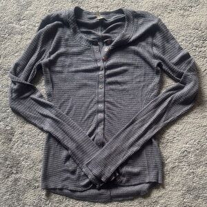 Free People Dark Gray Long Sleeve Tee
